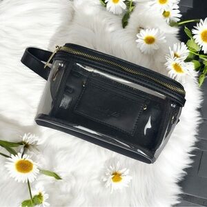 Mali & Lili Black Clear Gold Tone Zippered Adjustable Concert Festival Waist Bag